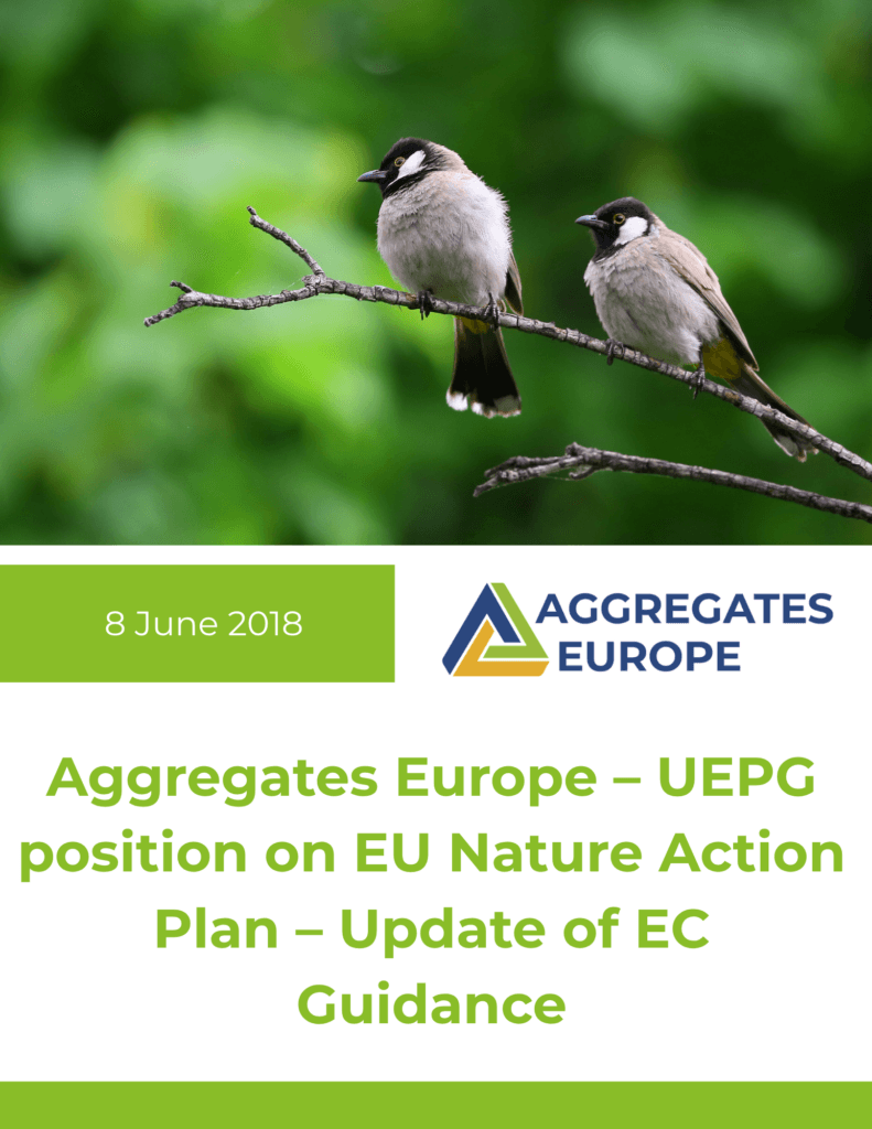Aggregates Europe – UEPG position on EU Nature Action Plan – Update of EC Guidance
