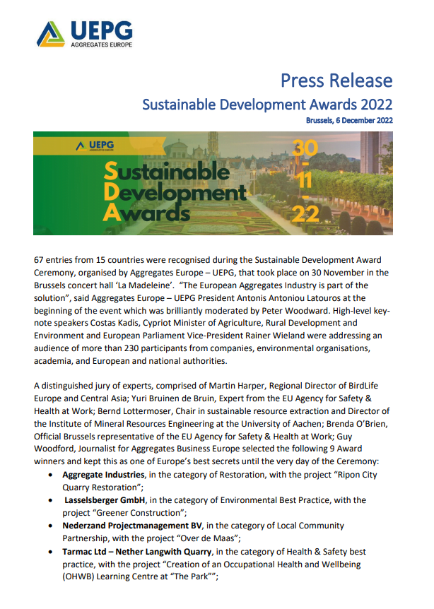 Sustainable Development Awards 2022 Press Release