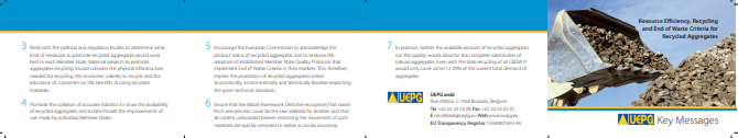 Aggregates Europe – UEPG Key Messages on Recycling Leaflet (2015) – Resource Efficiency, Recycling and End of Waste Criteria for Recycled Aggregates