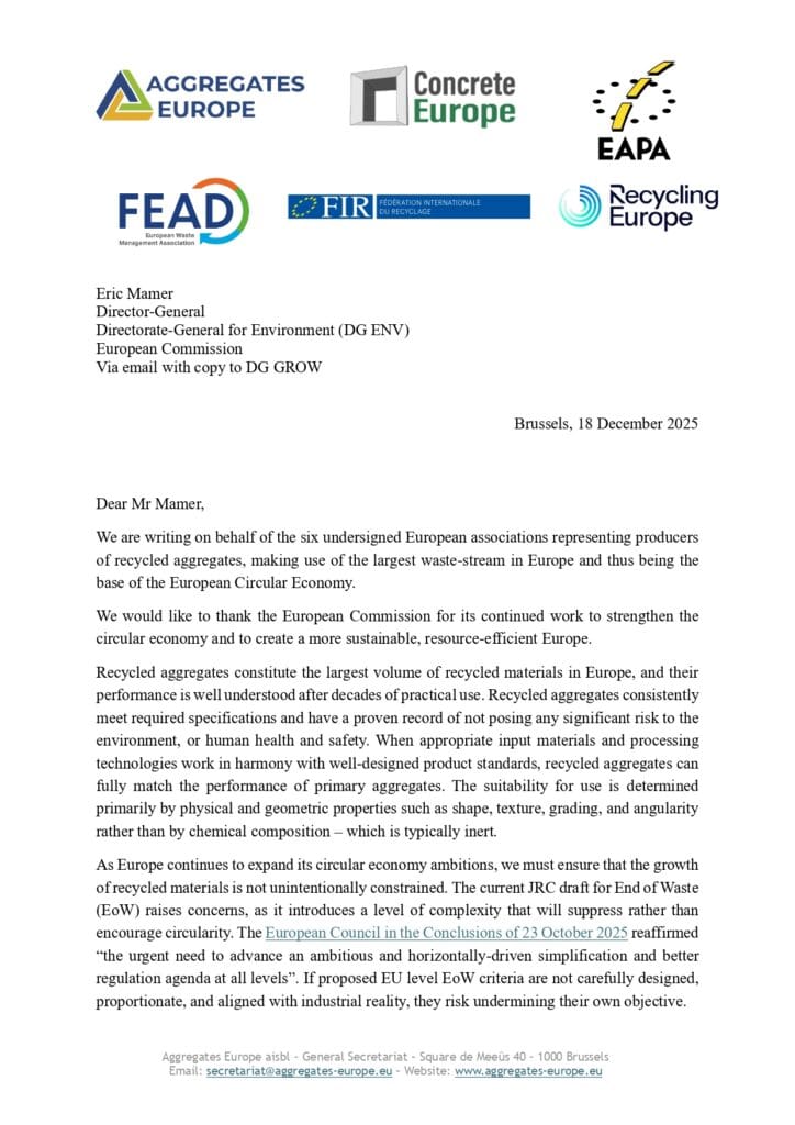 EoW criteria – Industry letter to DG ENV