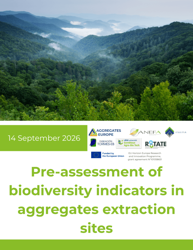 Pre-assessment of biodiversity indicators in aggregates extraction sites